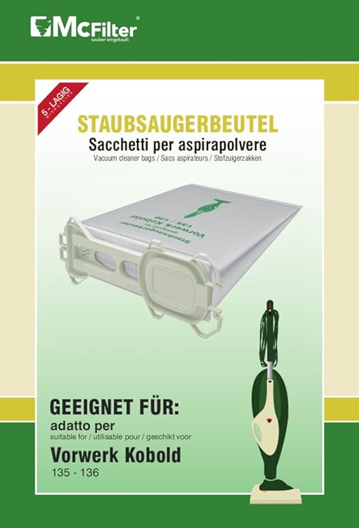 Amazon.de: 18 Staubsaugerbeutel geeignet für Vorwerk Kobold 135, 136 ...
